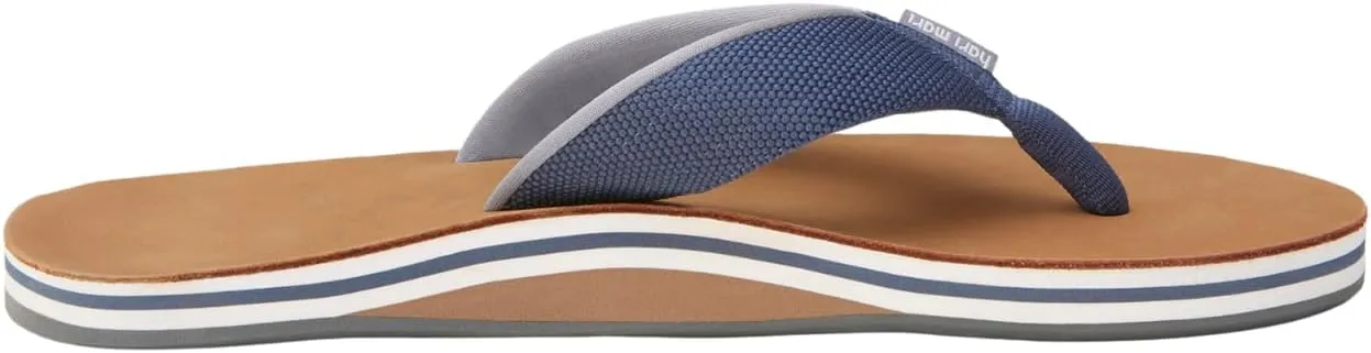 Hari Mari- Scouts- Men’s Nubuck Leather Flip Flops With Nylon Webbing Strap- No Break Ins, Firm Arch Support, and Beveled Edge to Reduce Tripping