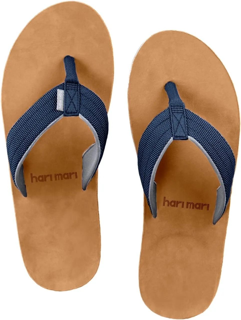 Hari Mari- Scouts- Men’s Nubuck Leather Flip Flops With Nylon Webbing Strap- No Break Ins, Firm Arch Support, and Beveled Edge to Reduce Tripping
