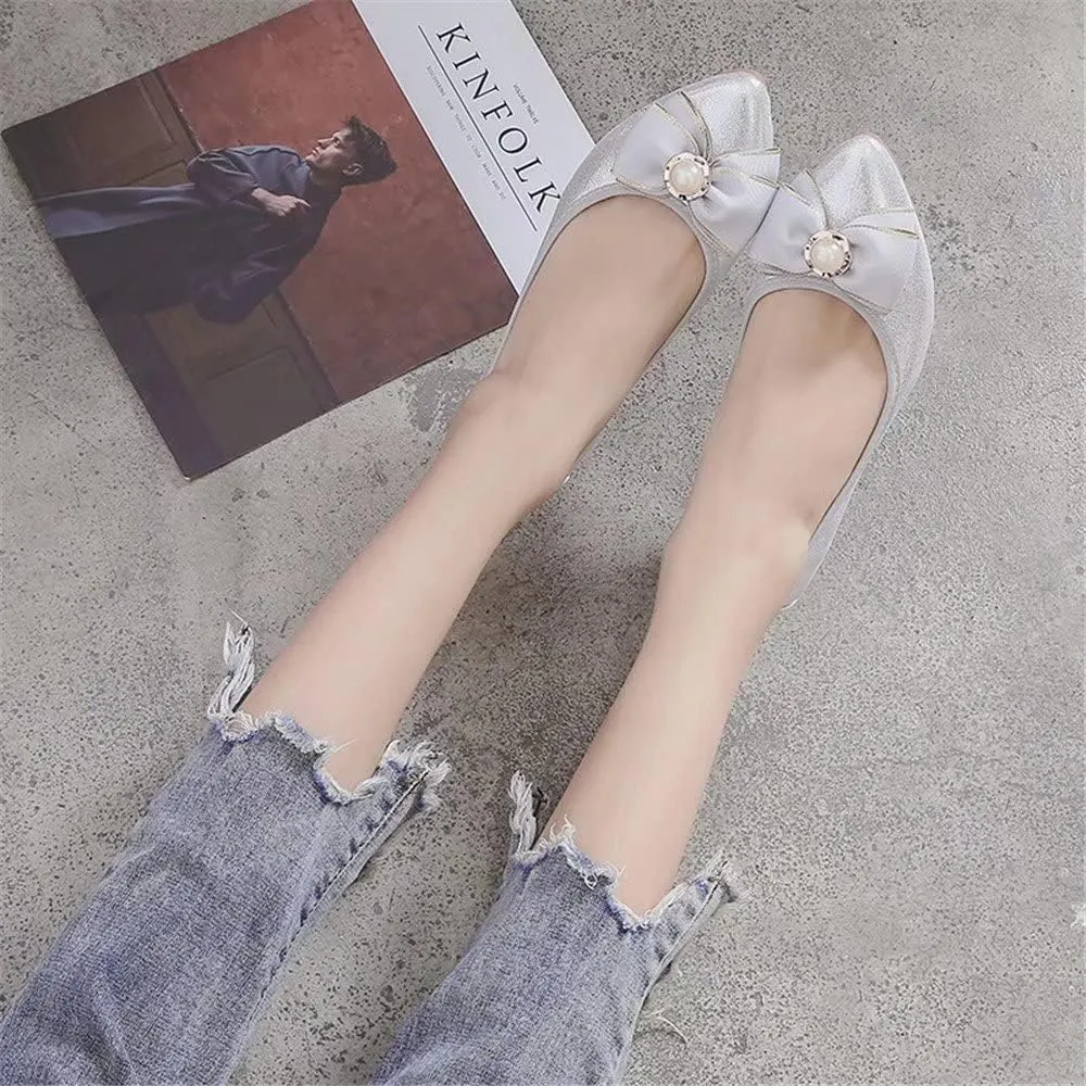 Hee grand Women Foldable Ballet Flats Bling Rhinestones Soft Leather Pointy Toe Flats Sparkle Wedding Dress Shoes Comfort Slip on Loafers Big Size