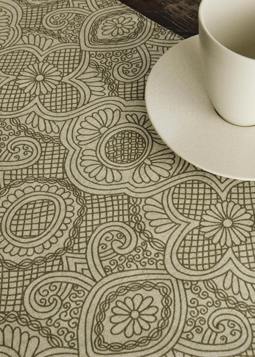 Heritage Lace Duet Table Runner, 13" x 36", Flax
