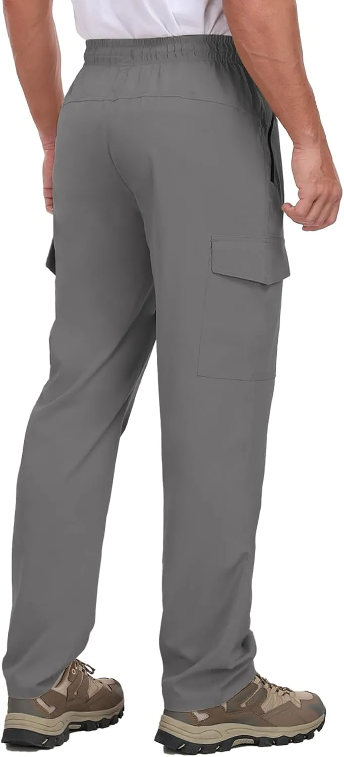 Hiking Pants Men Water Resistant Cargo Pants Lightweight Travel Pants with Zipper Pockets for Work Fishing Outdoor QYY24011