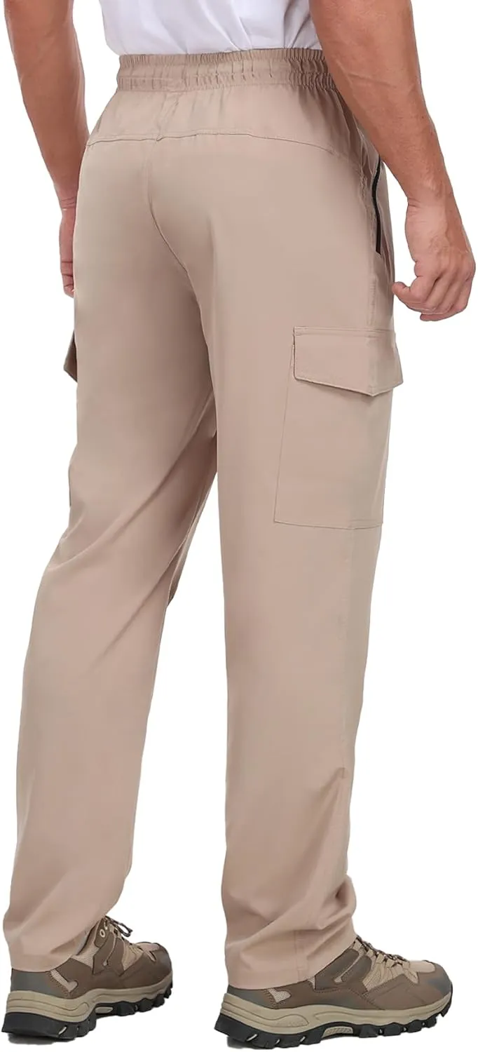 Hiking Pants Men Water Resistant Cargo Pants Lightweight Travel Pants with Zipper Pockets for Work Fishing Outdoor QYY24011