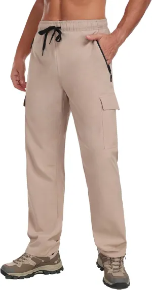 Hiking Pants Men Water Resistant Cargo Pants Lightweight Travel Pants with Zipper Pockets for Work Fishing Outdoor QYY24011