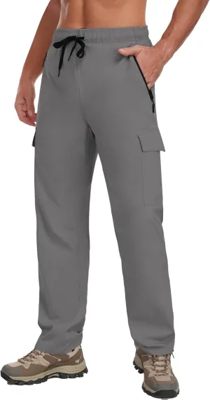Hiking Pants Men Water Resistant Cargo Pants Lightweight Travel Pants with Zipper Pockets for Work Fishing Outdoor QYY24011