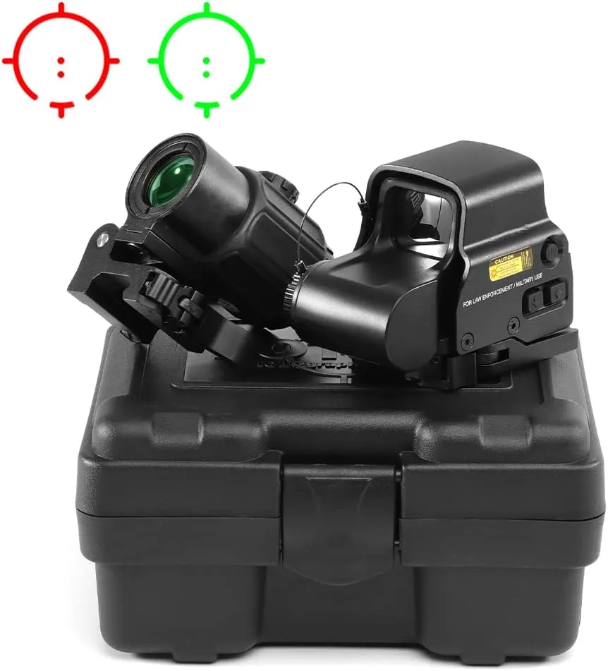 Holographic 558 Sights Red Green Dot Sight Scope with G33/G43/G45 3X/5X Magnifier Switch to Side Quick Detachable QD Mount