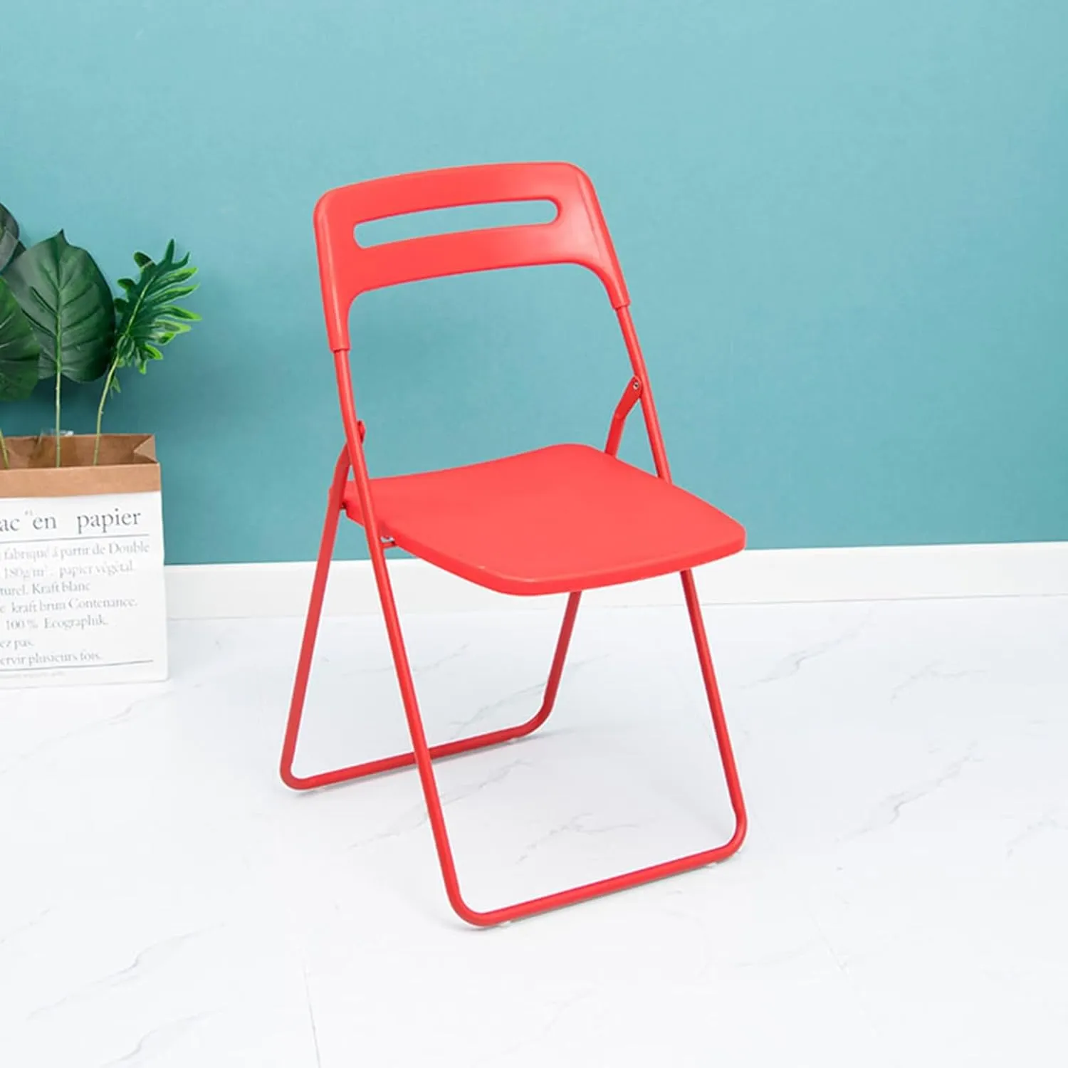 Home Outdoor Dining air Folding air Stool Plastic Portable backrest air(Rosso)