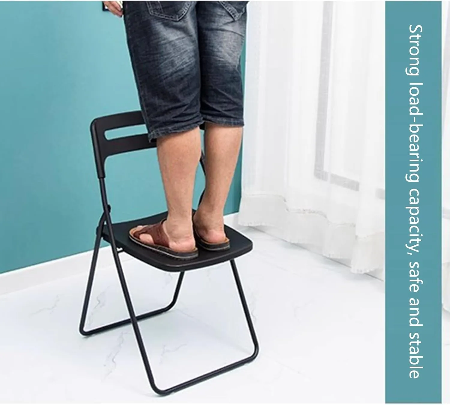 Home Outdoor Dining air Folding air Stool Plastic Portable backrest air(Taille Unique)
