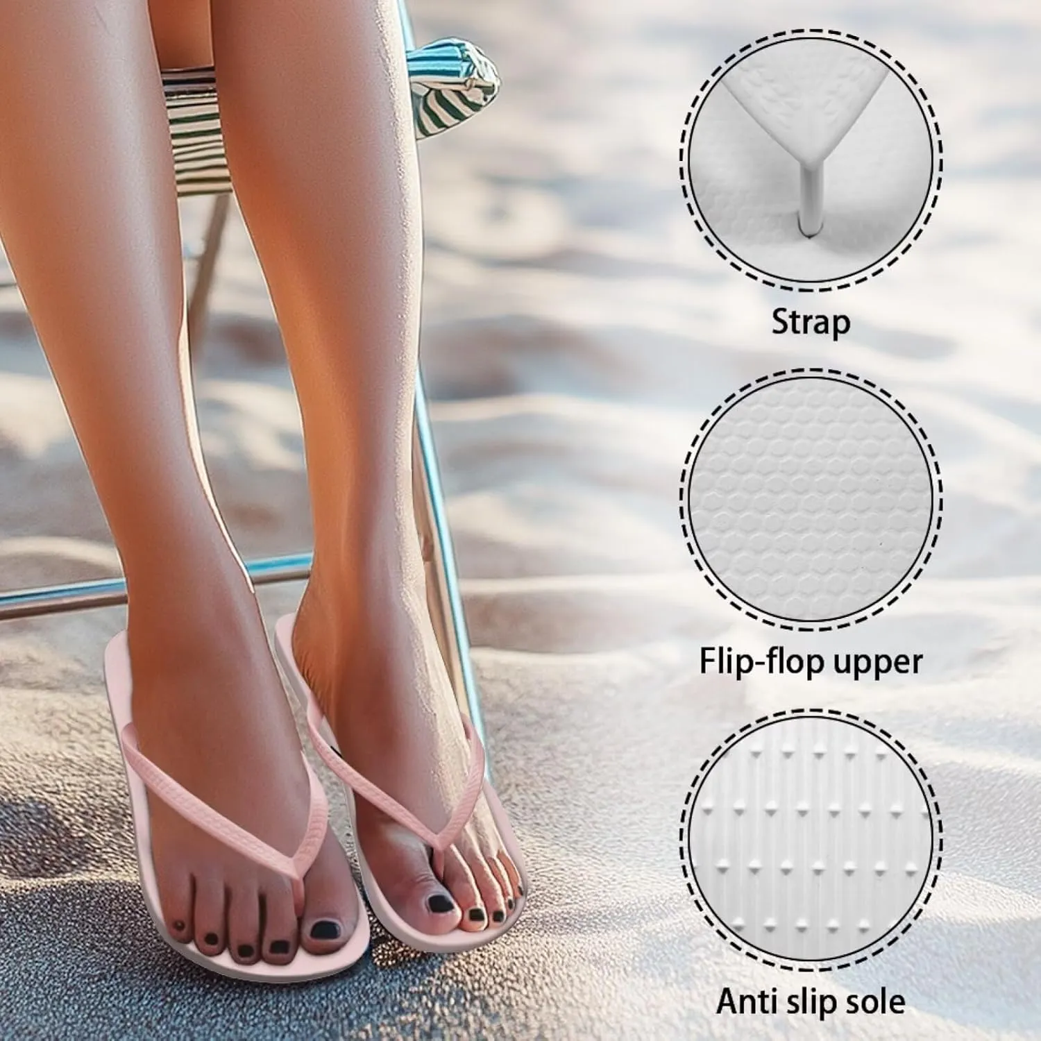 Howilath Fruit Pattern Non-Slip Flip Flops for Women Beach Flat Thong Sandals Rubber Single Band Slippers for Summer Pools
