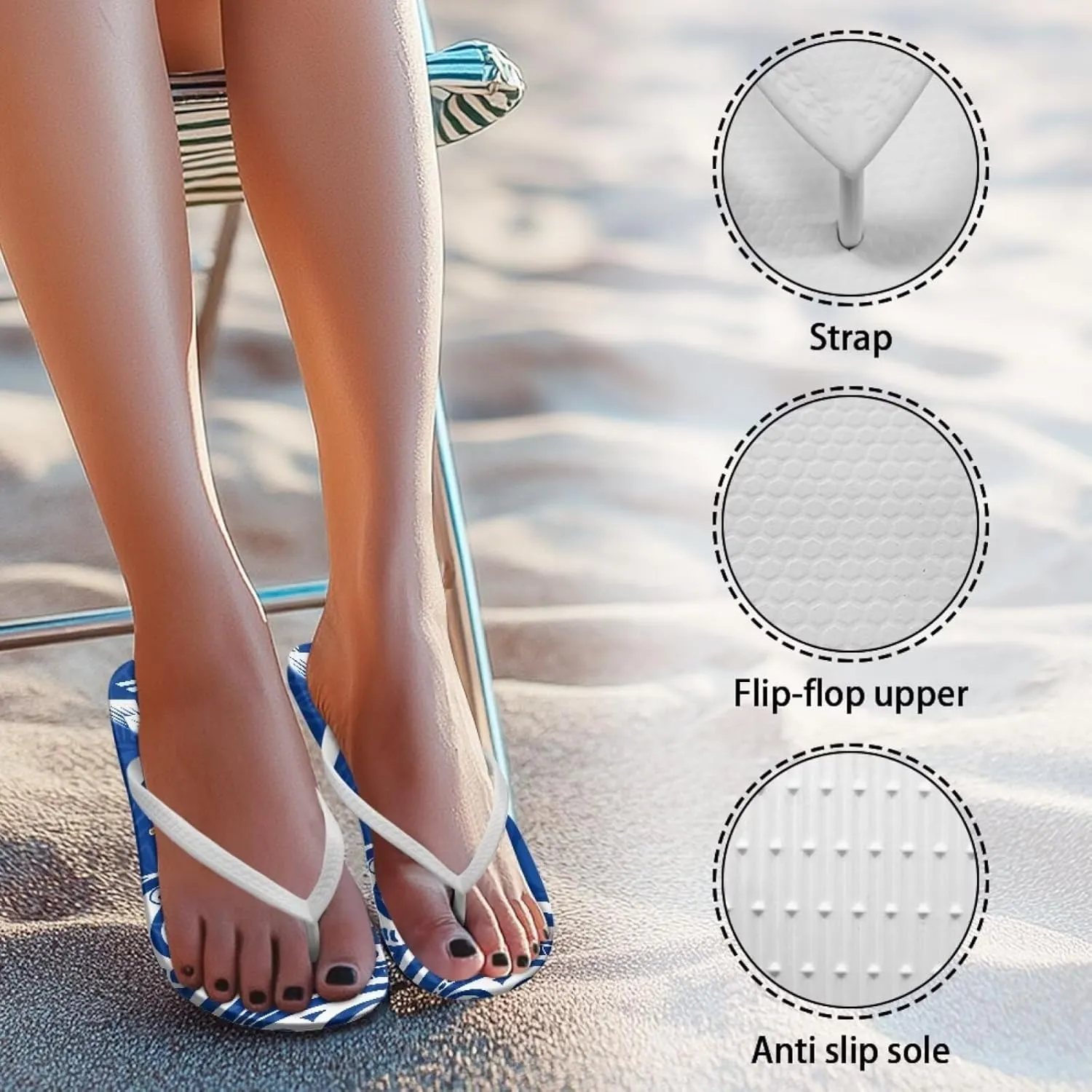 Howilath Gothic Skull Print Women Flip Flops Pool Beach Thong Sandals Soft Bathroom Shower Shoes with Arch Support