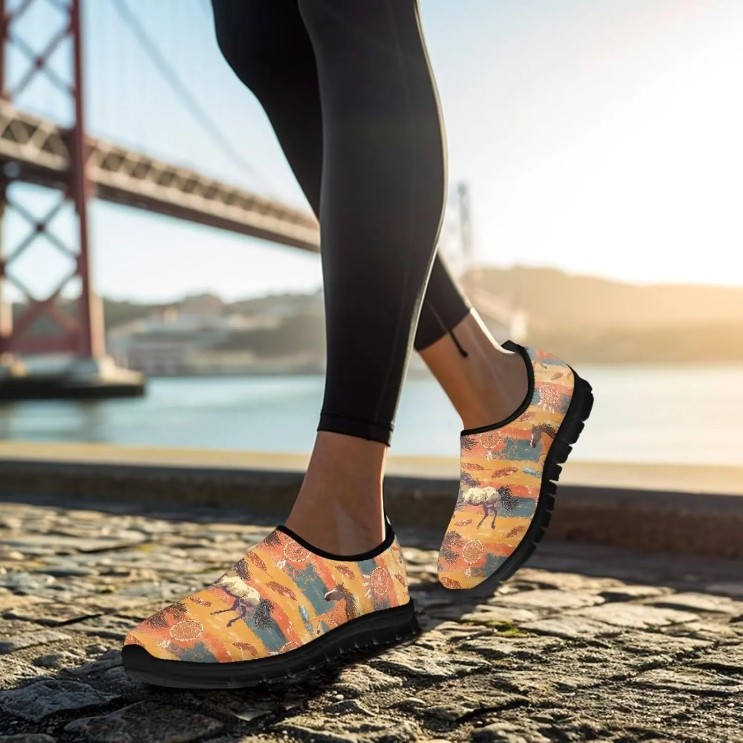 Howilath Mandala Print Slip on Loafers for Women No Laces Casual Sport Shoes Hands Free Shoes with Anti-Slip Sole