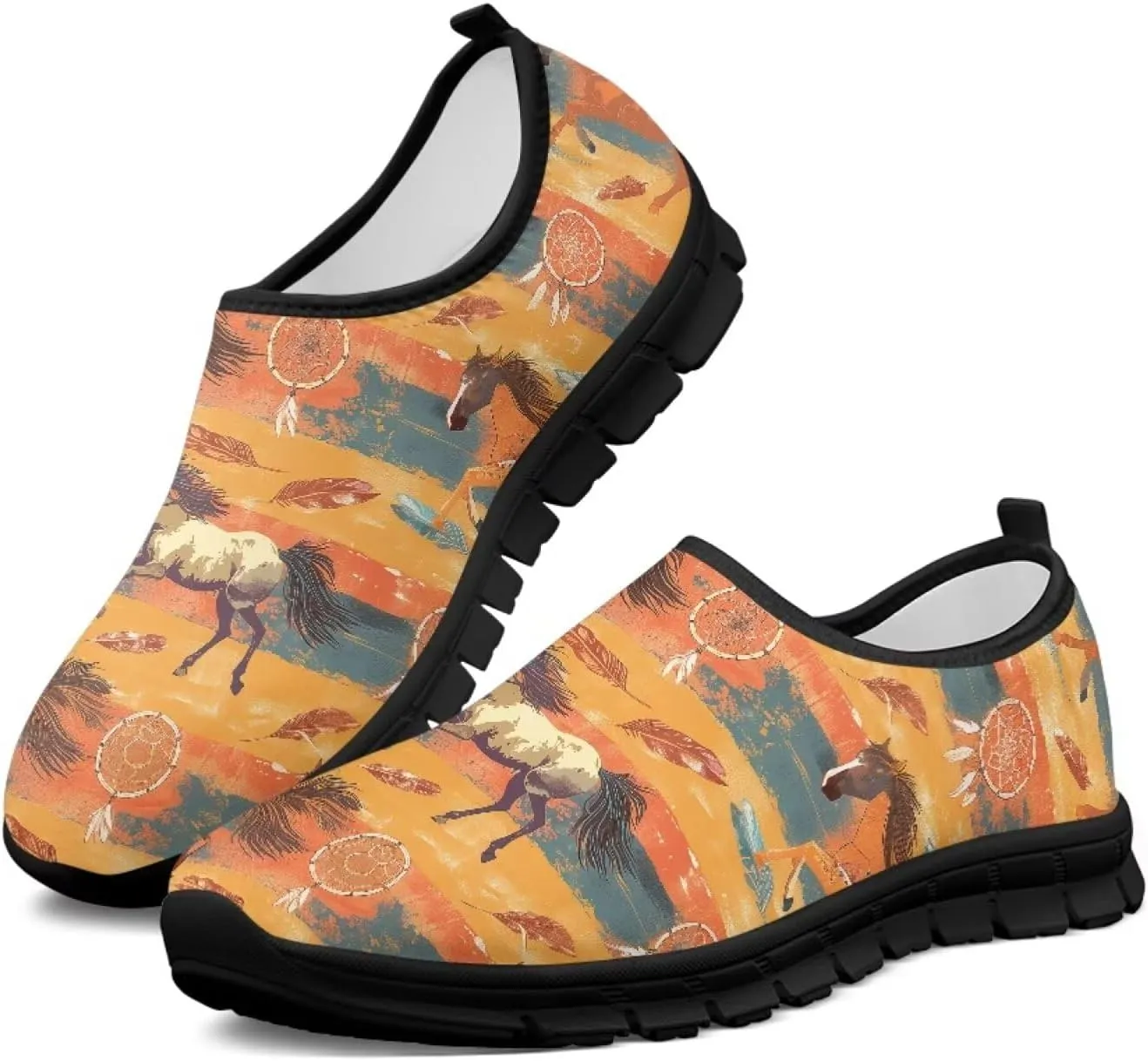 Howilath Mandala Print Slip on Loafers for Women No Laces Casual Sport Shoes Hands Free Shoes with Anti-Slip Sole