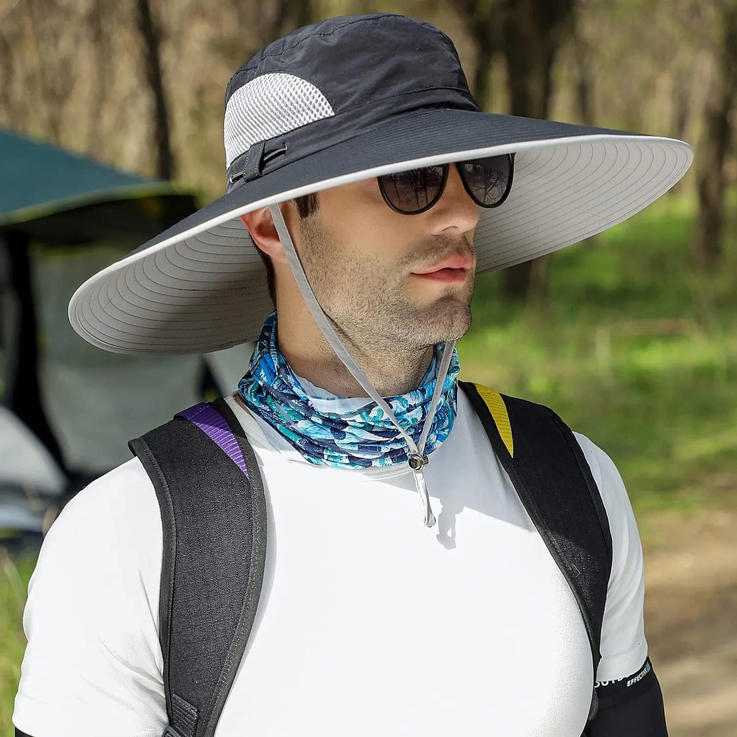 HUAMULAN 6" Super Wide Brim Sun Hats, Men and Women Bucket Hat for Fishing Hiking Garden Lawn Work Safari Camping Outdoor