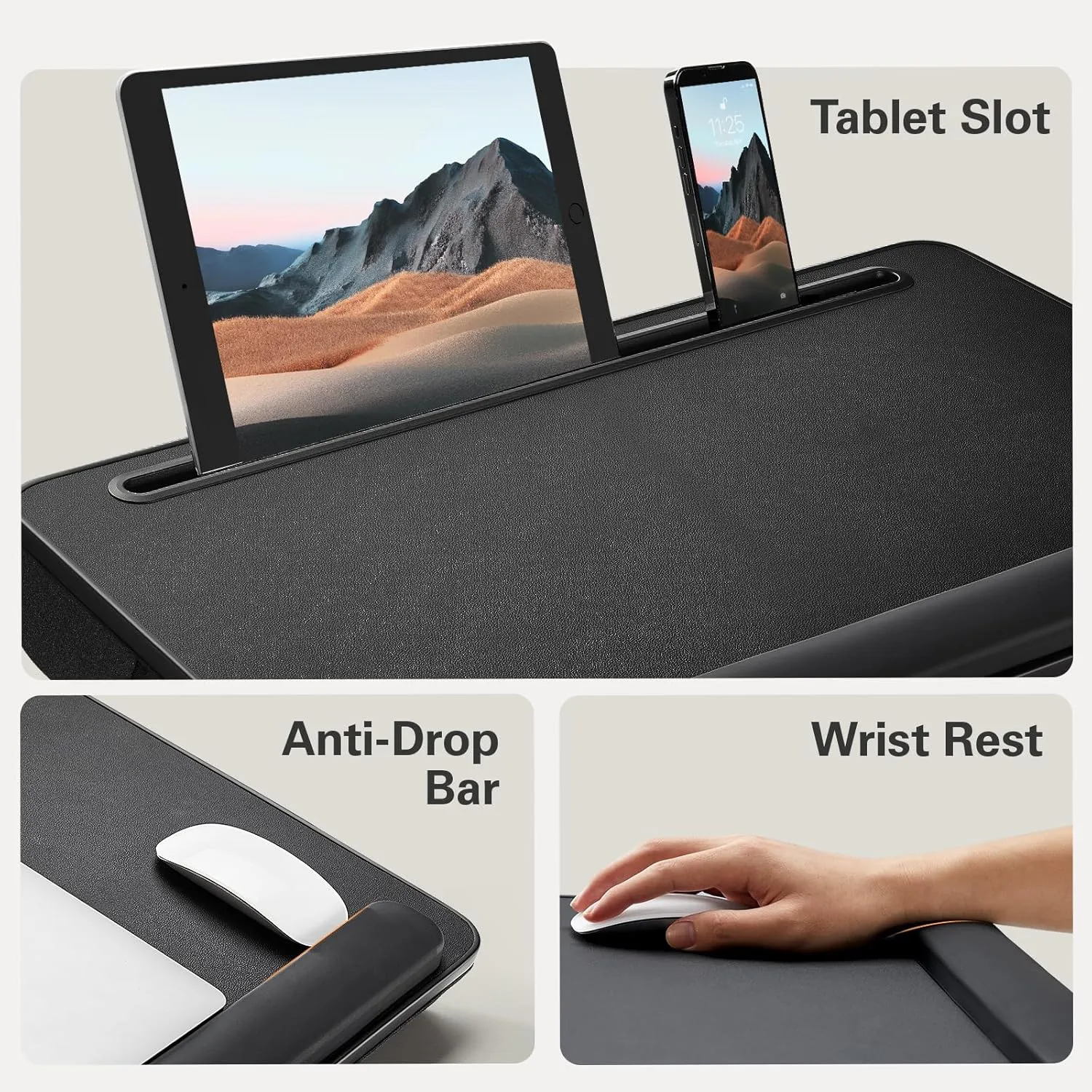 HUANUO Laptop Bed Desk, Laptop Tray Computer Lap Desk for Bed Couch Sofa Floor, Bed Tray for Working, Eating, Foldable Lap Stand Table with Height Adjustment & 35° Adjustable Tilt Angle, HNLD19