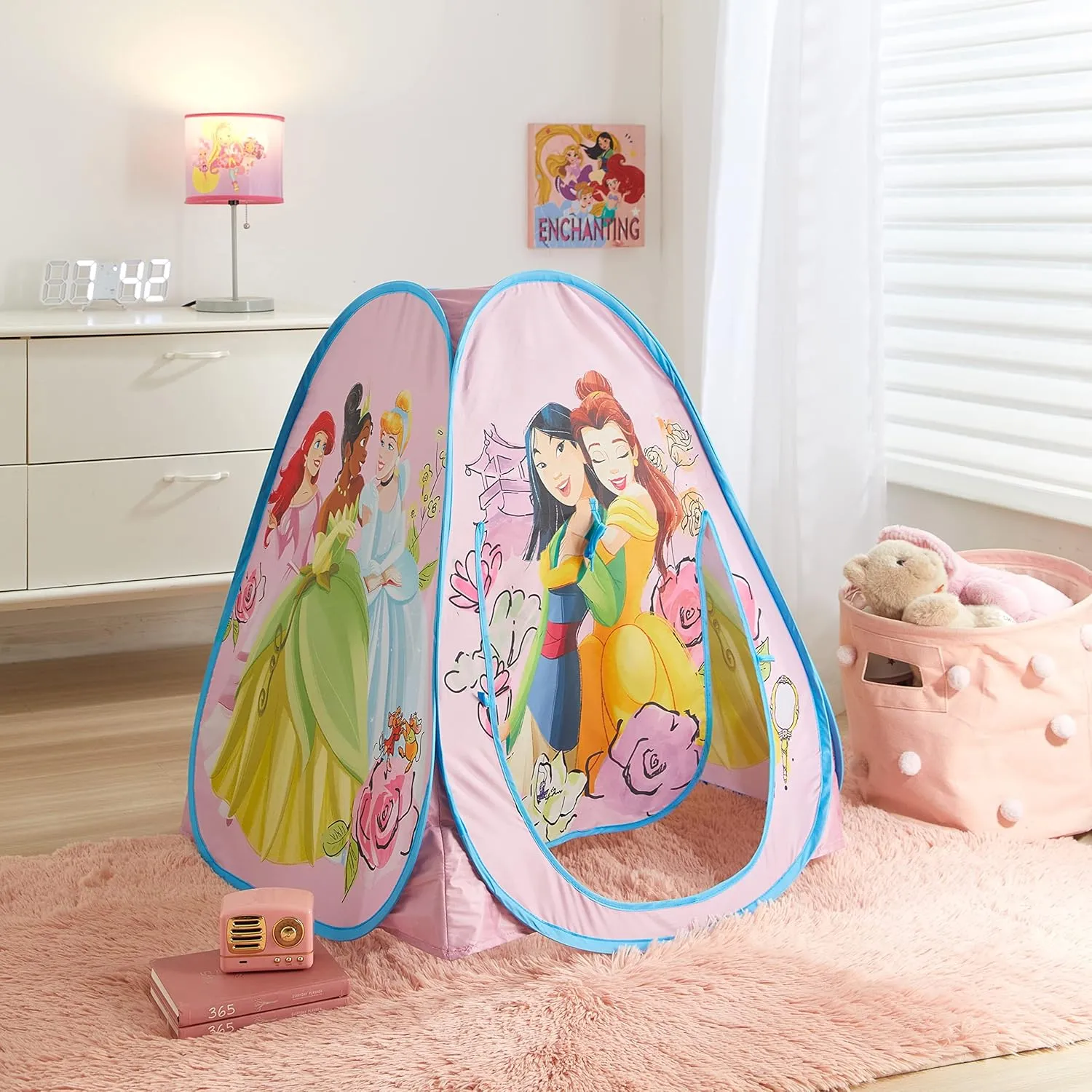 Idea Nuova Disney Princess Collapsible Pop Up Indoor Outdoor Play Tent with UV Protection for Toddlers and Kids, 28" W x 28" L x 30" H