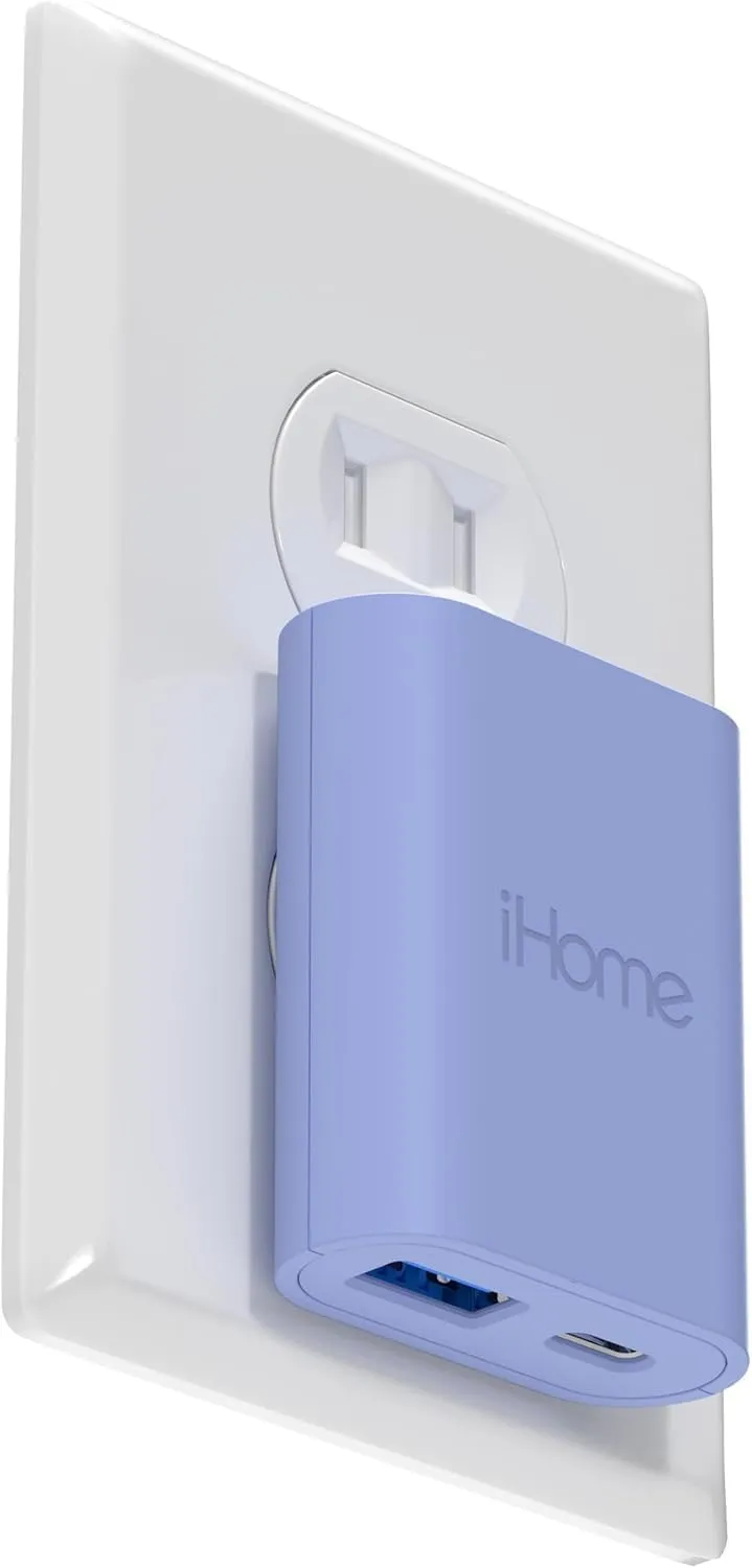 iHome USB C Charger: AC Pro 20W Multiport Charger (1 USB-C Port, 1 USB-A Port), Dual Port Adapter & Phone Charging Block