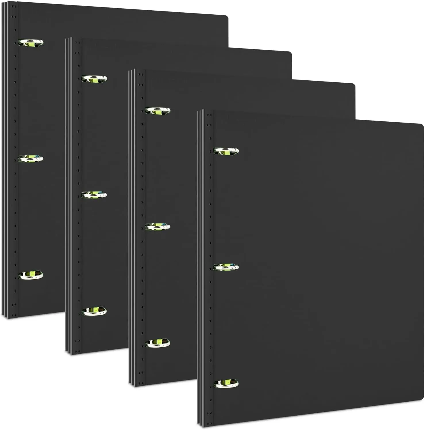 INFUN 1 Inch Telescoping 3 Ring Binder- 4 PCS-Black, Portable Plastic Binder with Telescoping Spine, 3 Ring Binders with Foldable Front Cover Holds 8.5" x 11" Paper for School,Office and Homes