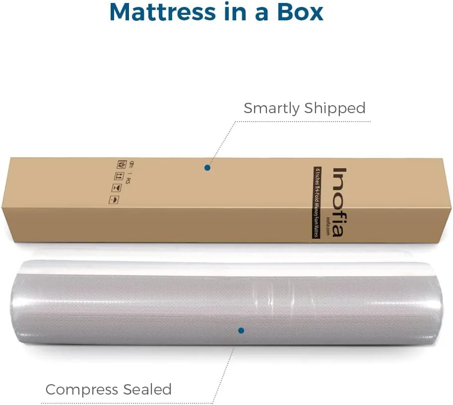 Inofia Twin Folding Mattress, 6 Inch Trifold Memory Foam Mattress with Ultra Soft Removable Cover, Non-Slip Bottom & Breathable Mesh Sides, Foldable & Portable - Twin Size (78" x 38" x 6")