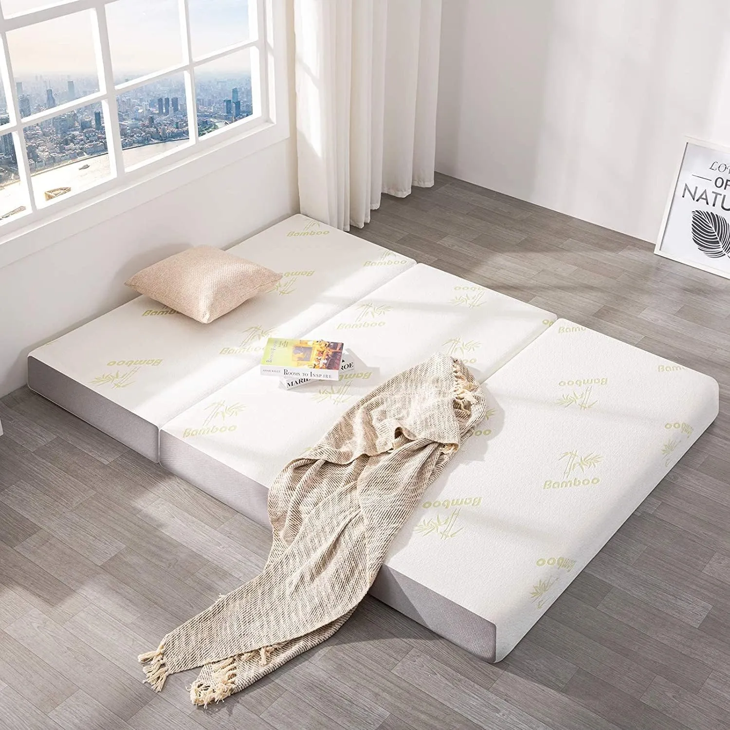 Inofia Twin Folding Mattress, 6 Inch Trifold Memory Foam Mattress with Ultra Soft Removable Cover, Non-Slip Bottom & Breathable Mesh Sides, Foldable & Portable - Twin Size (78" x 38" x 6")