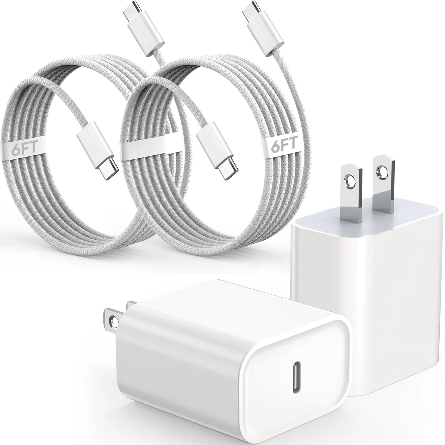 iPhone 16 15 Charger Fast Charging,USB-C Woven Charge Cable 20W Type C Charger USB C Wall Charger Block 2Pack 6FT Cable for iPhone16/Pro/Pro Max/Plus,iPhone15/Pro/Pro Max,iPad 10,iPad Pro,iPad Air 5/4