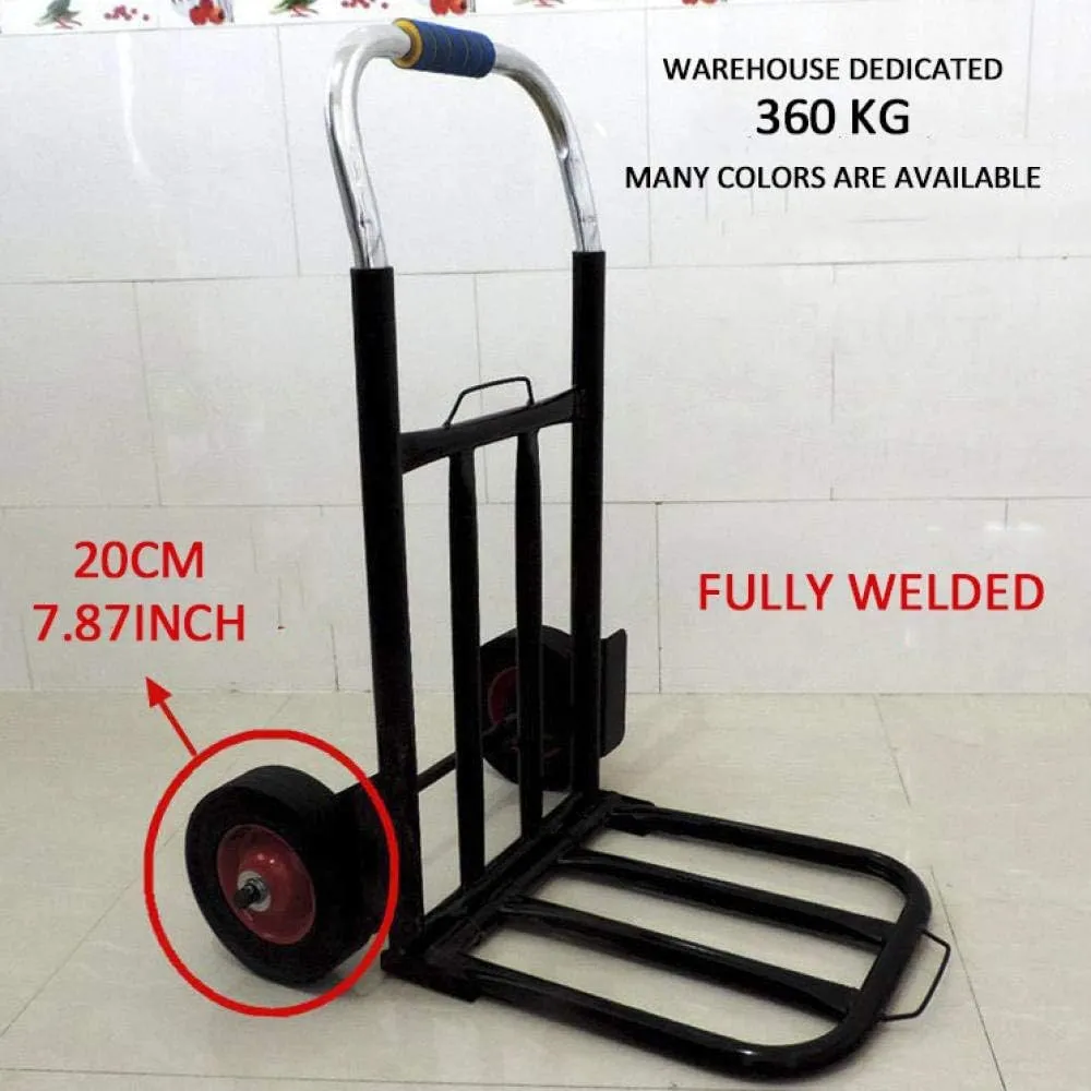 Iron Folding Sack Trolley Duty with Anti Puncture Rubber Wheels and 150 kg Capacity Folding Shopping Bag with Wheels for Luggage,Travel