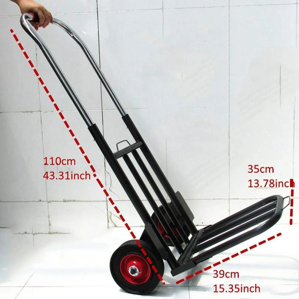 Iron Folding Sack Trolley Duty with Anti Puncture Rubber Wheels and 150 kg Capacity Folding Shopping Bag with Wheels for Luggage,Travel