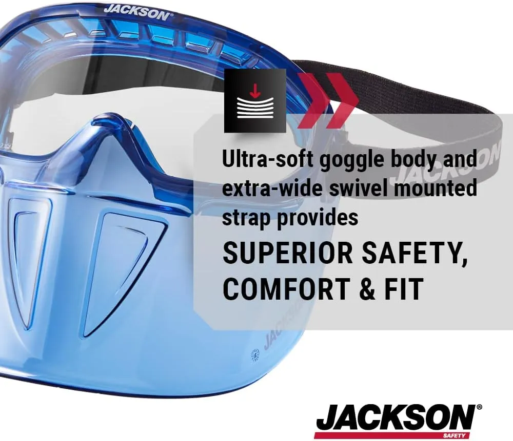 JACKSON SAFETY GPL500 Safety Goggles with Face Shield - Safety Eyewear Over Glasses - Anti-Fog, ANSI Z87.1