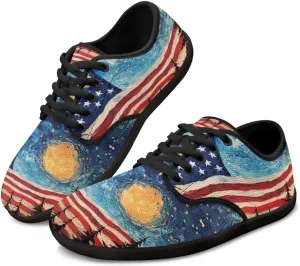 Jeiento American Flag Hike Barefoot Shoes with Wide Toe Box for Men Patriots, Non-Slip
