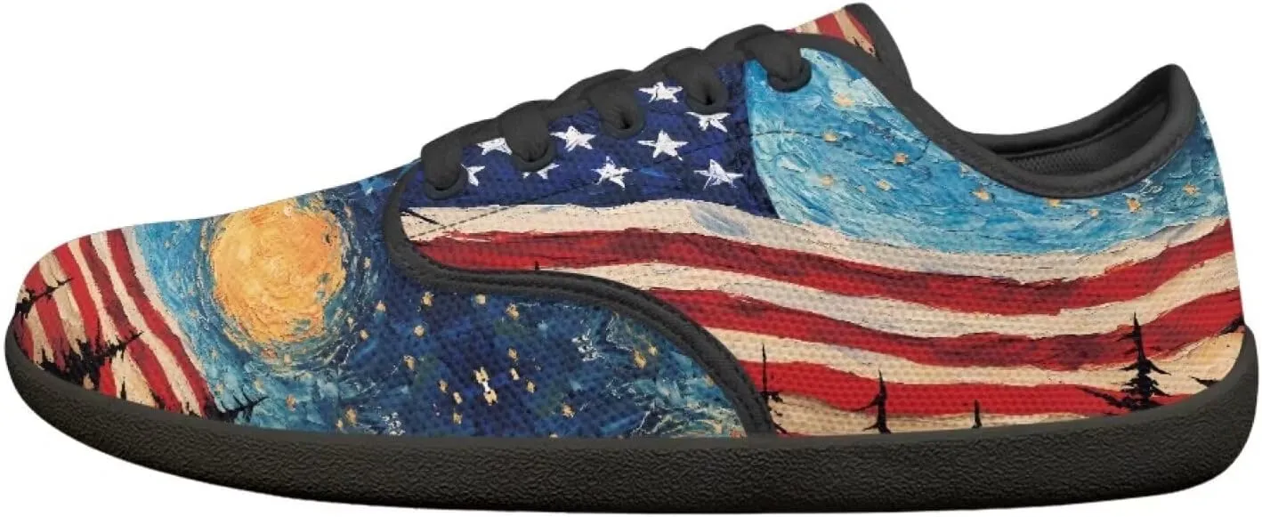 Jeiento American Flag Hike Barefoot Shoes with Wide Toe Box for Men Patriots, Non-Slip