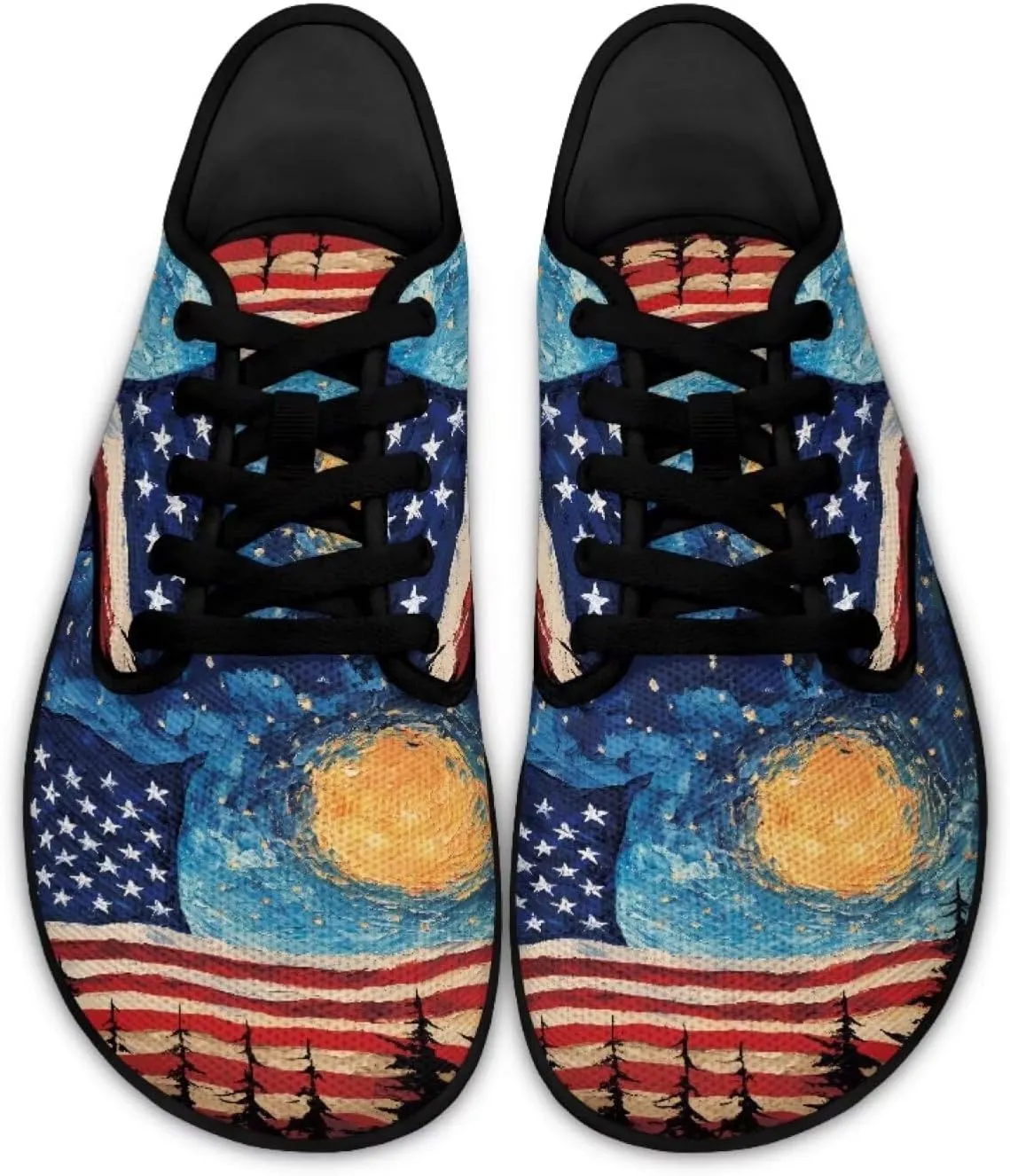 Jeiento American Flag Hike Barefoot Shoes with Wide Toe Box for Men Patriots, Non-Slip