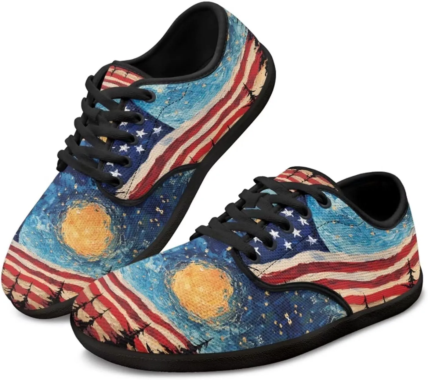 Jeiento American Flag Hike Barefoot Shoes with Wide Toe Box for Men Patriots, Non-Slip