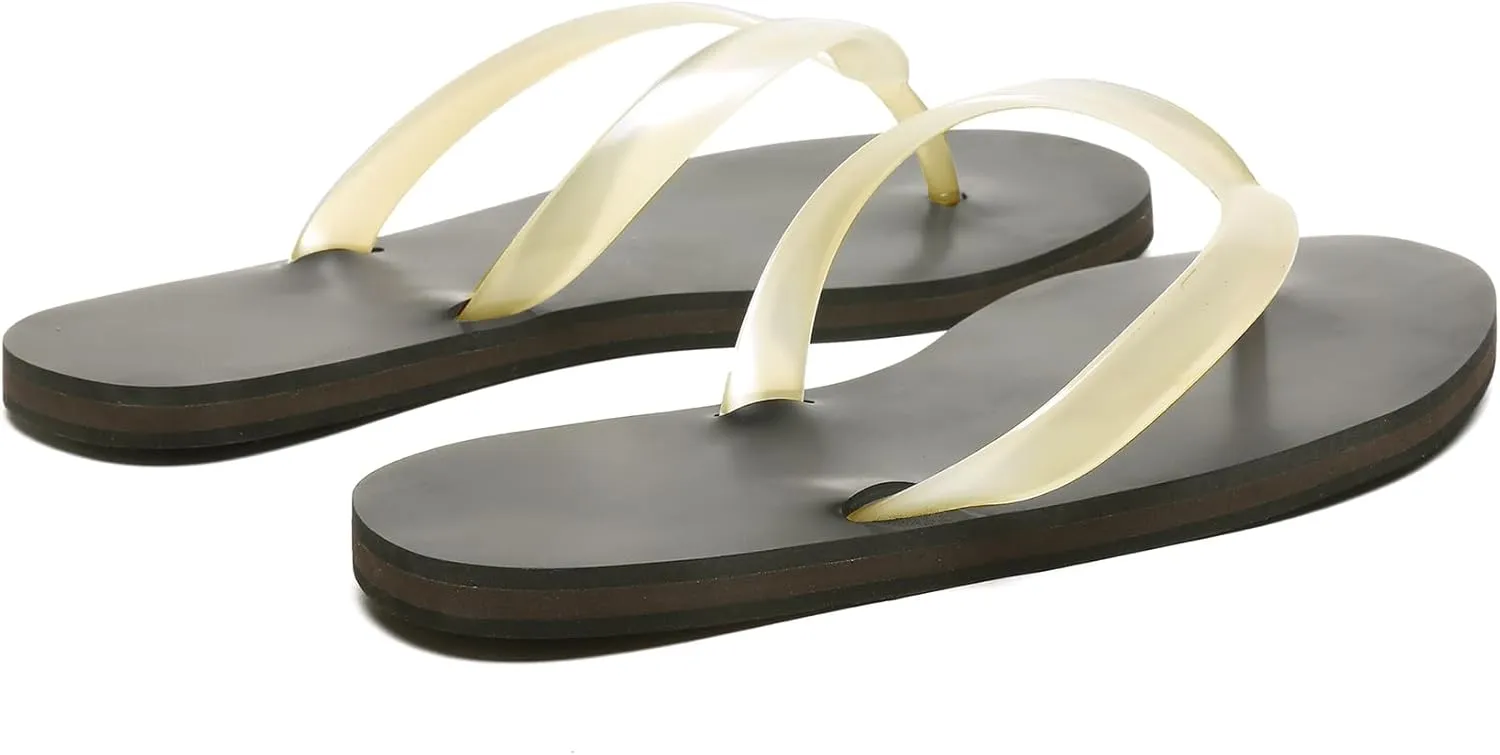 Jelly Beach Flip Flop Sandals for Women Clear Jelly Slip on Comfortable Thong Sandals Slides Sandals Women Dressy Shoes
