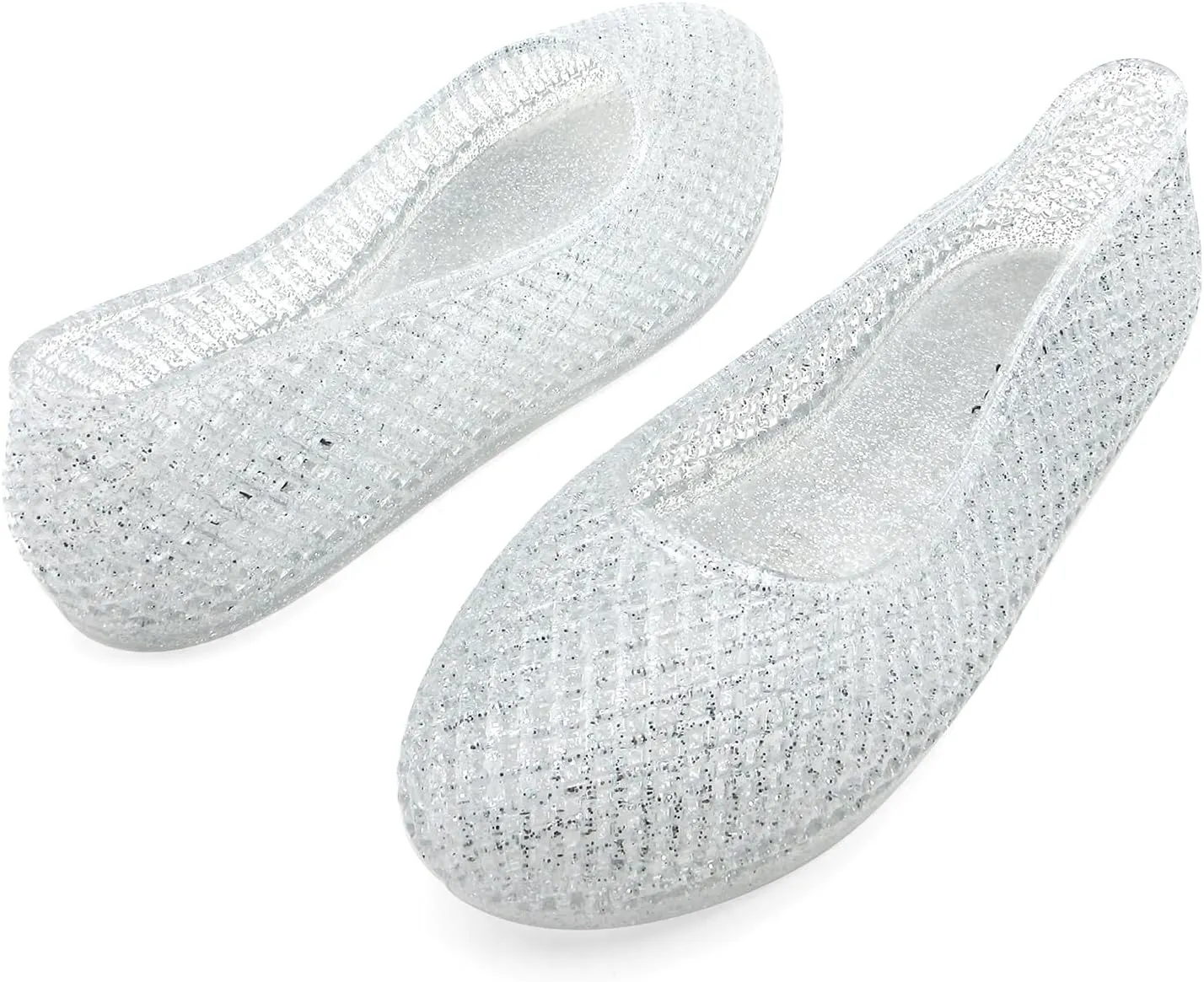 Jelly Mesh Ballet Flats for Women Clear Hollow Jellies Flat Sandals Round Toe Slip On Beach Flat Shoes