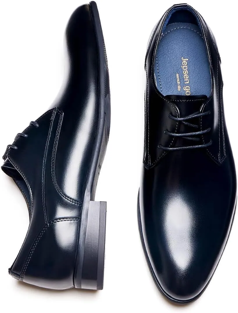 Jepsengord Men's Dress Shoes Wingtip Genuine Cowhide Leather Oxfords with Brogue Formal Business Wedding Derby Shoes