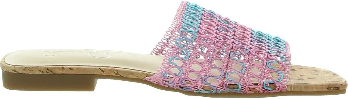 Jessica Simpson Womens Rilane Man Made Slip-On Flat Sandals