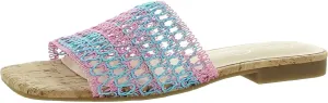 Jessica Simpson Womens Rilane Man Made Slip-On Flat Sandals