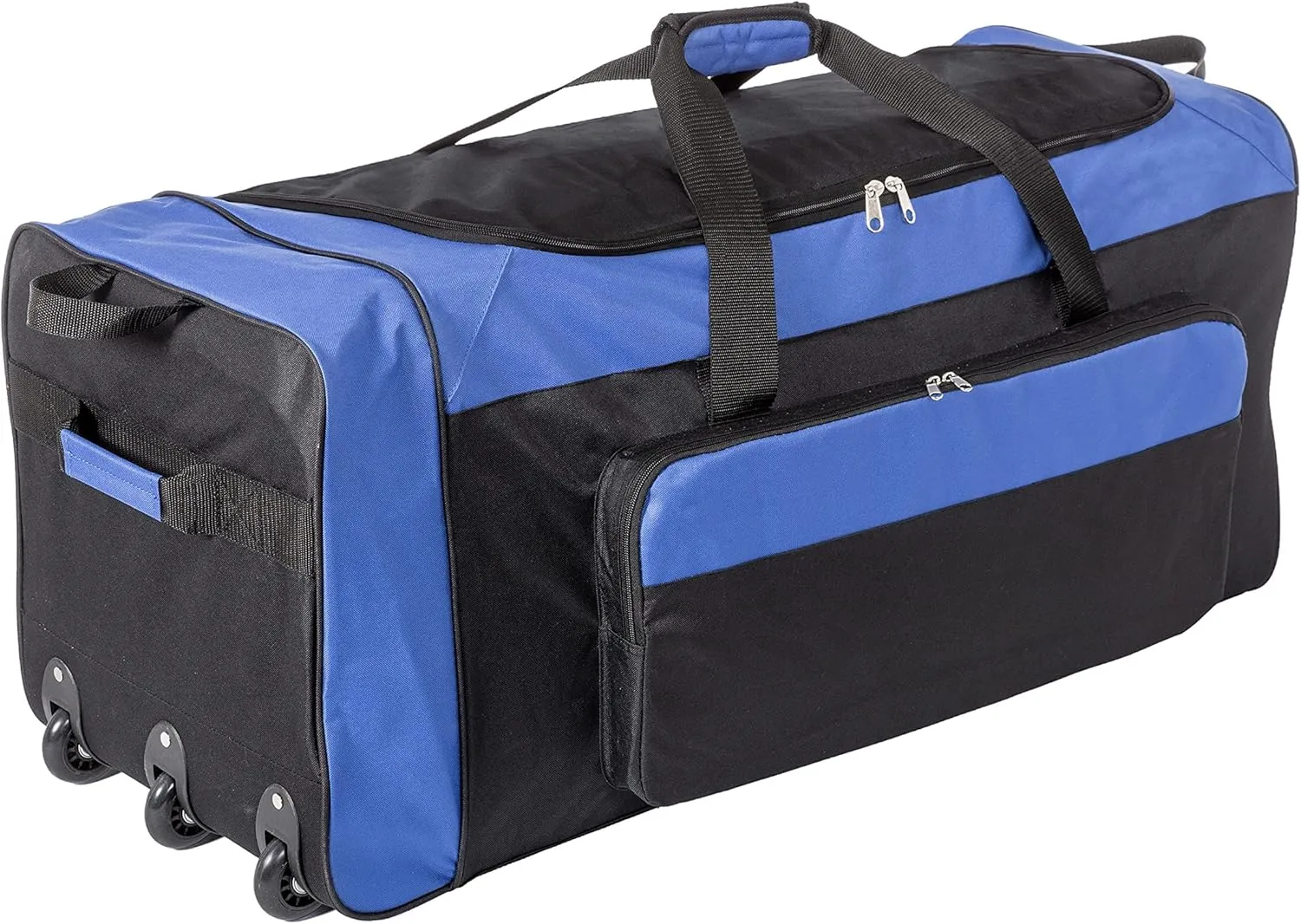 Jetstream Foldable 145L Duffle Bag with Triple Inline Wheels, Large Collapsible Duffel for Camping & Travel, Black Blue