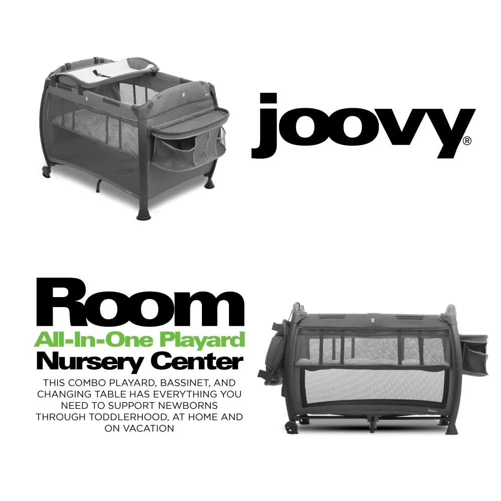 Joovy Room-Playard, Nursery Center, Bassinet, Changing-Table, Charcoal