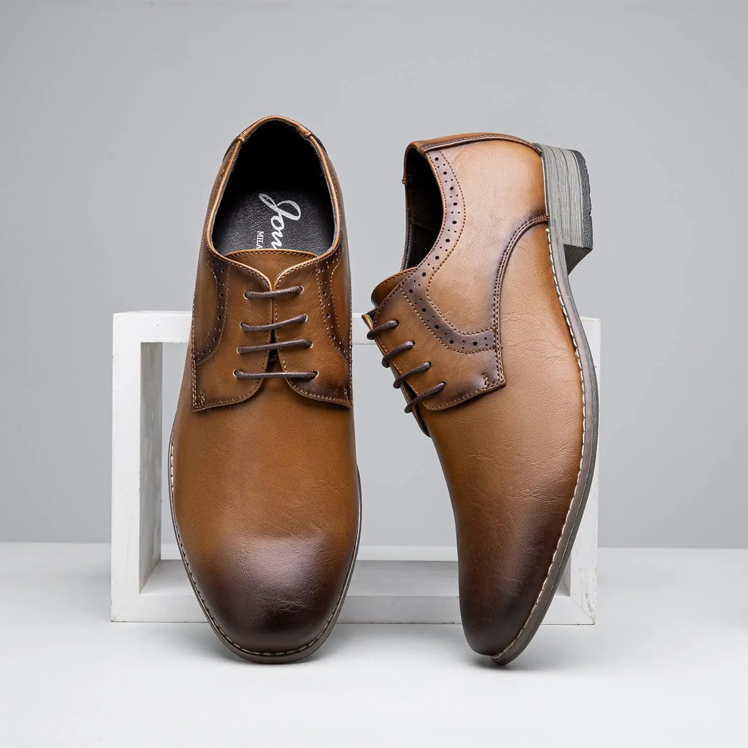 Jousen Men's Oxford Plain Toe Dress Shoes Classic Formal Derby Shoes
