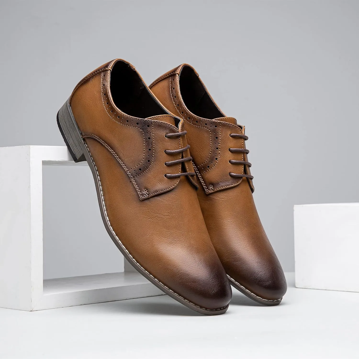 Jousen Men's Oxford Plain Toe Dress Shoes Classic Formal Derby Shoes