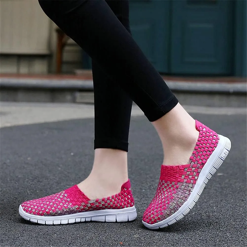 JOYVIP Womens Multicolor Woven Elastic Shoes Handmade Slip On Sneakers Flat Sandals