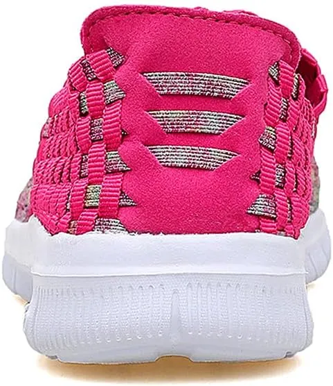 JOYVIP Womens Multicolor Woven Elastic Shoes Handmade Slip On Sneakers Flat Sandals