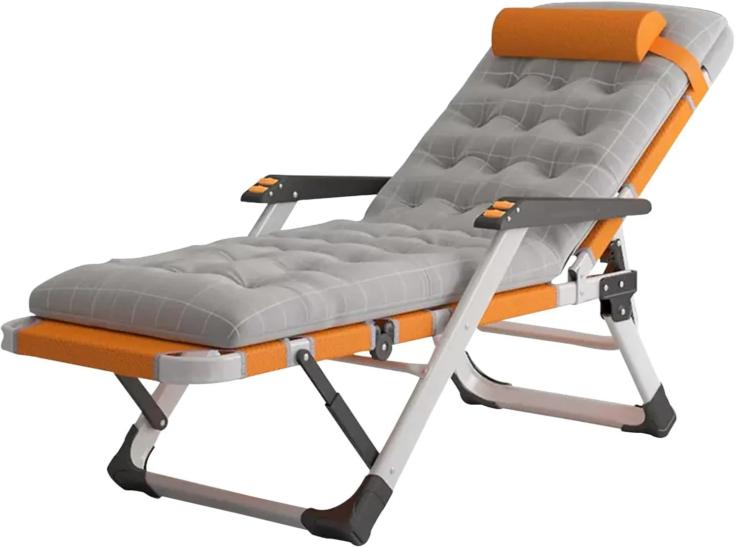 KAMPCO Garden Foldable Sunlounger, Camping Chairs Folding Reclining Portable Chair with Detachable Cushion and Headrest