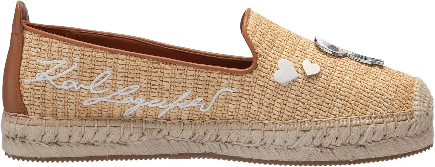 KARL LAGERFELD womens Michaela Slip on Embellished Flat Espadrille