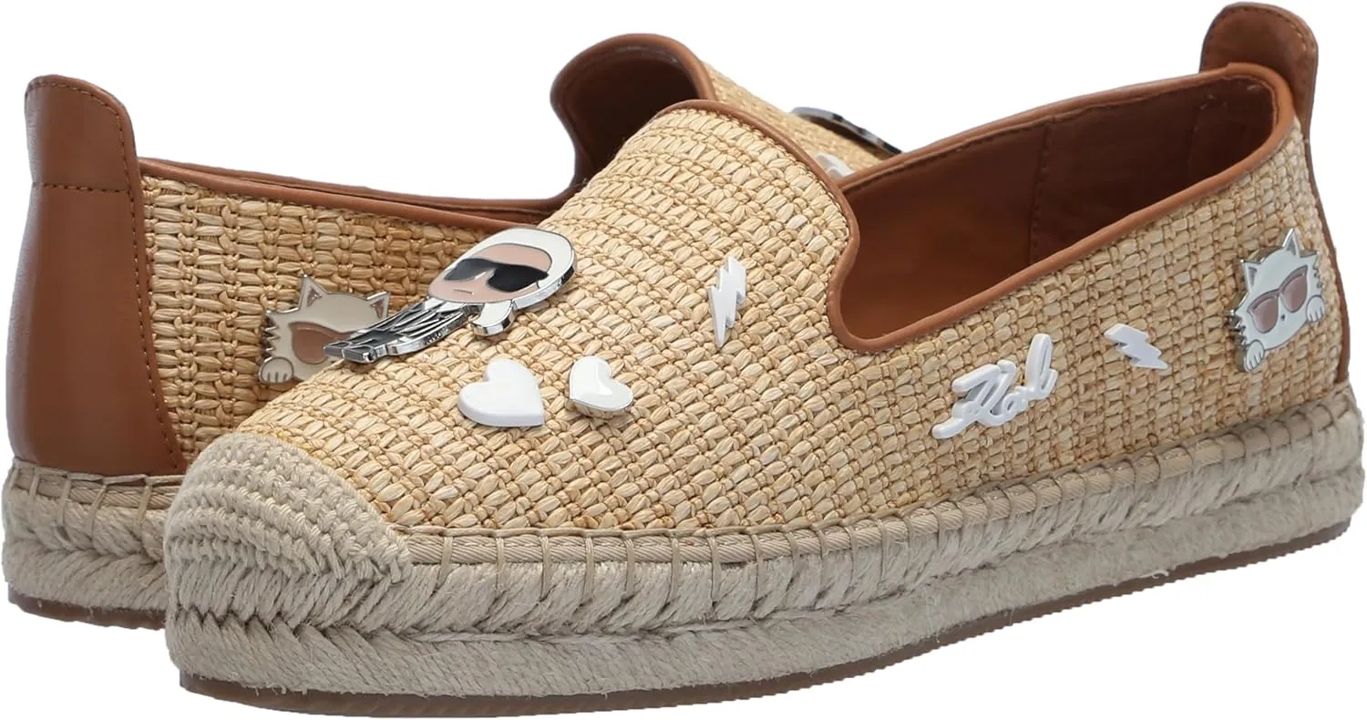 KARL LAGERFELD womens Michaela Slip on Embellished Flat Espadrille
