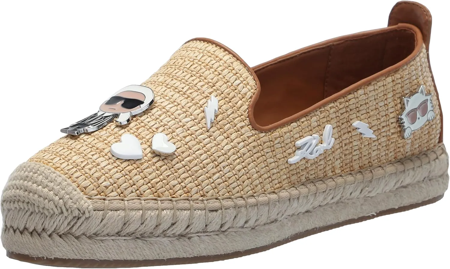 KARL LAGERFELD womens Michaela Slip on Embellished Flat Espadrille