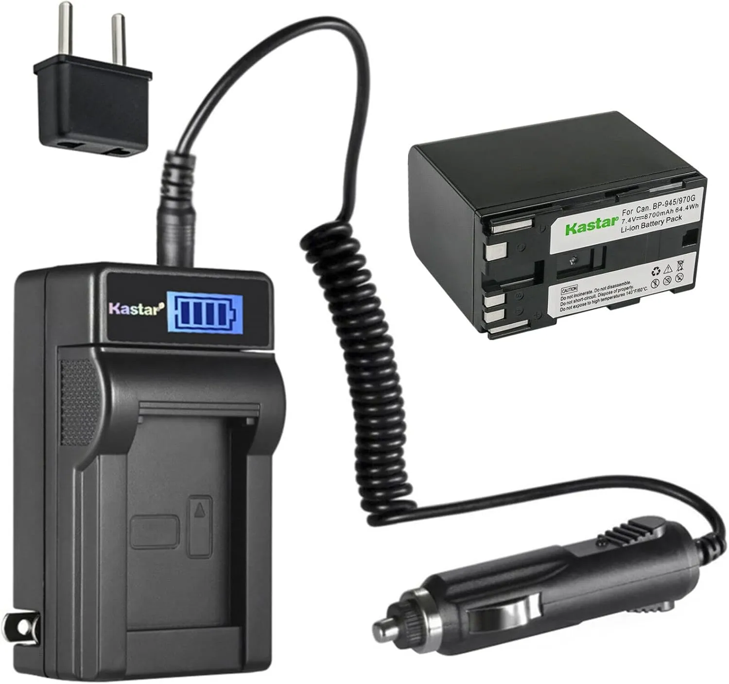 Kastar 1-Pack BP-970G Battery and LCD AC Charger Compatible with Canon BP-970 BP-970G BP-975, BP-945 BP-950 BP-950G BP-955, BP-930 BP-935, BP-925, BP-911 BP-911K BP-914 BP-915 Camera Battery