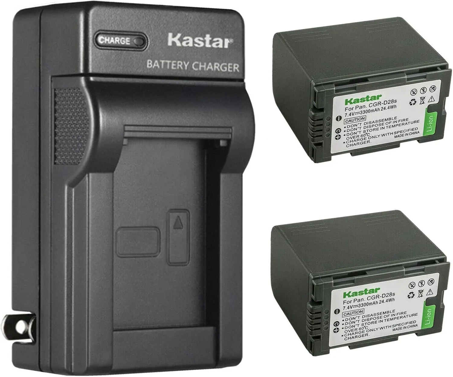 Kastar 2-Pack CGR-D28 Battery and AC Wall Charger Replacement for Panasonic CGR-D28, CGR-D28A/1B, CGR-D28R, CGR-D28S, CGR-D28SE/1B, CGR-D320, CGR-D320A/1B, CGR-D320E/1B, VW-VBD25, CGA-D08, CGA-D08A/1B