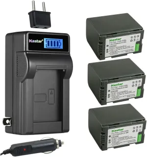 Kastar 3-Pack CGR-D28 Battery and LCD AC Charger Compatible with Panasonic NV-DS77, NV-DS77B, NV-DS80, NV-DS88, NV-DS89, NV-DS99, NV-DS150, NV-DS150B, NV-DS200, NV-DS990, NV-EX1, NV-EX1B, NV-EX3
