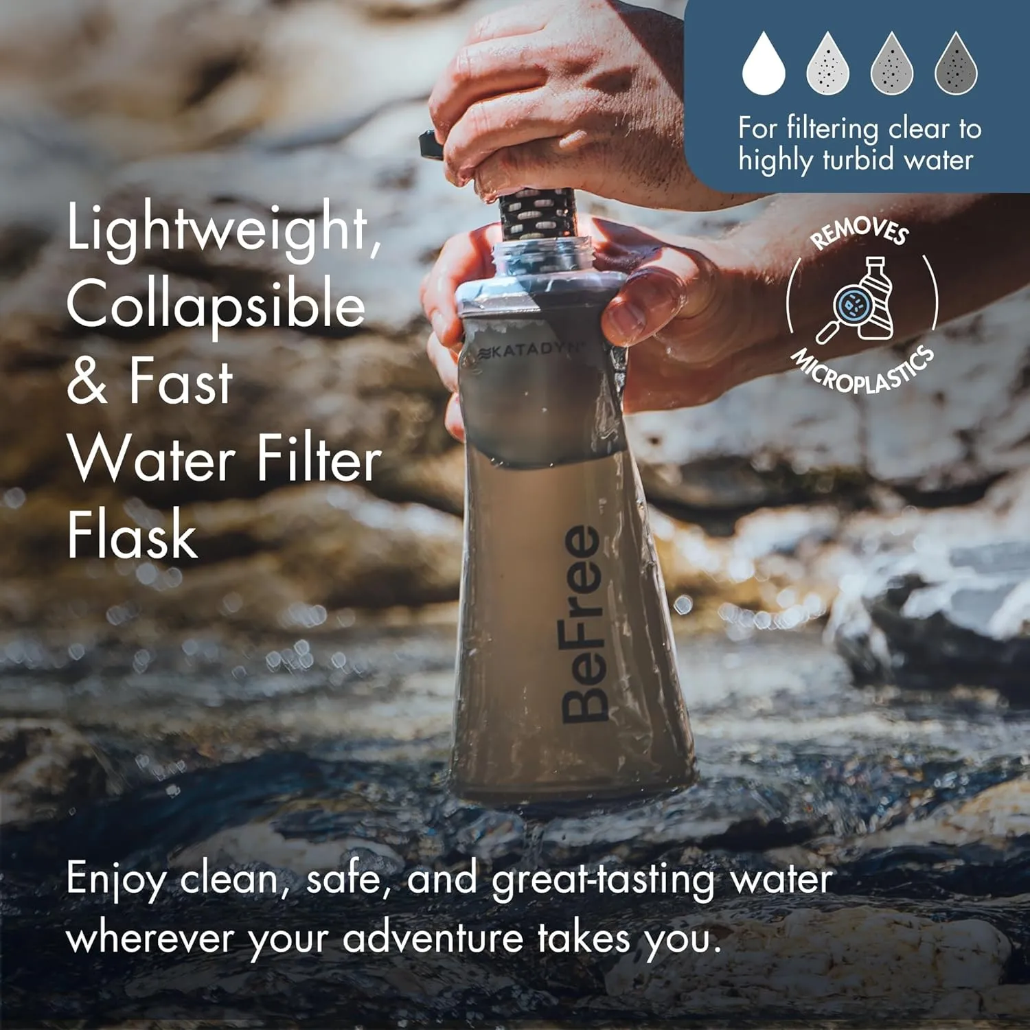 Katadyn BeFree 1.0L Ultralight Collapsible Water Filter Bottle for Hiking, Camping, Backpacking