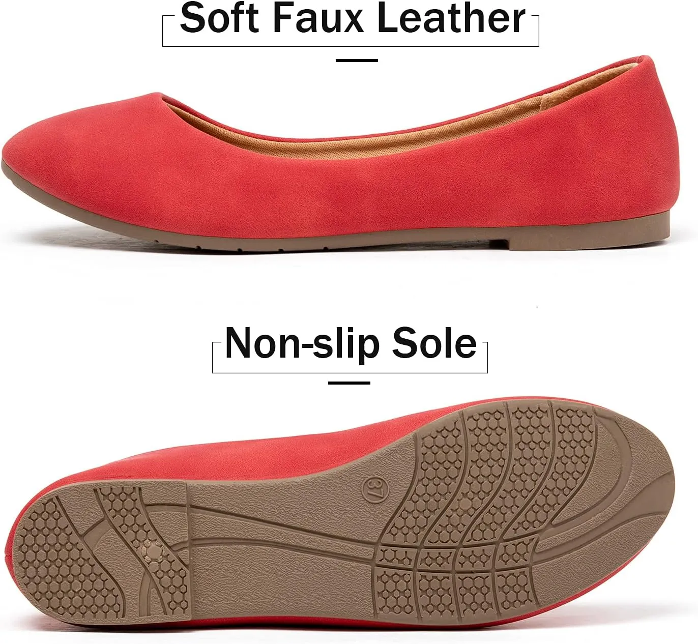 katliu Women Comfort Flats Round Toe Ballet Flats Slip on Walking Flat Shoes